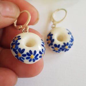 Handmade Blue Pottery Earrings